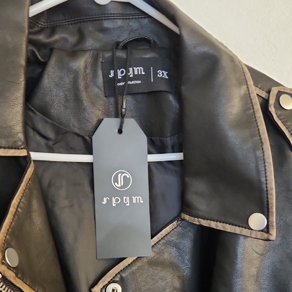 S P Y M Womens Worn Effect Faux Leather Jacket, Faded Moto Biker Coat with Belt - Picture 2 of 10